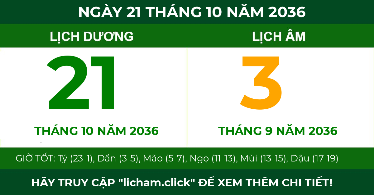 lịch âm ngày 21 tháng 10 năm 2036