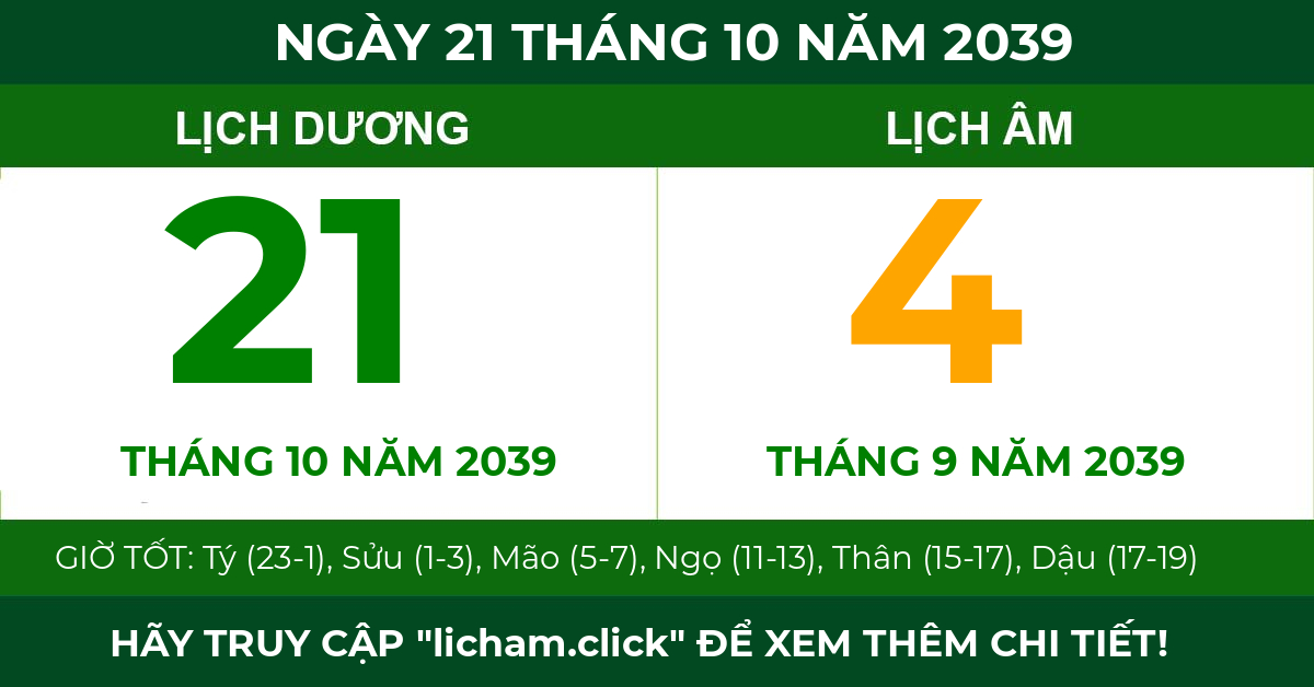 lịch âm ngày 21 tháng 10 năm 2039