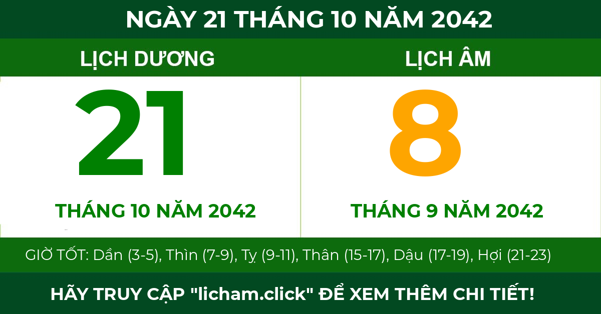 lịch âm ngày 21 tháng 10 năm 2042