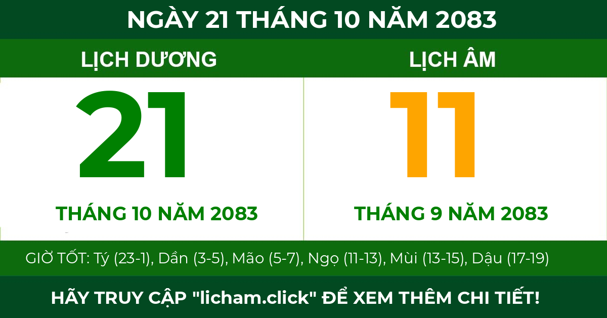 lịch âm ngày 21 tháng 10 năm 2083
