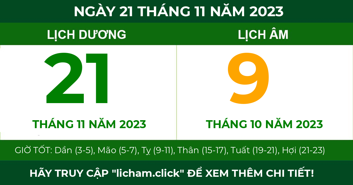 lịch âm ngày 21 tháng 11 năm 2023