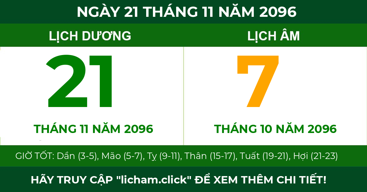 lịch âm ngày 21 tháng 11 năm 2096