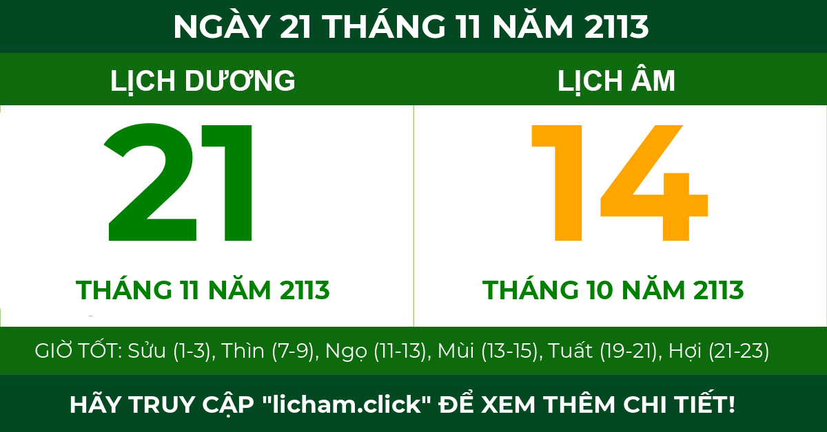 lịch âm ngày 21 tháng 11 năm 2113