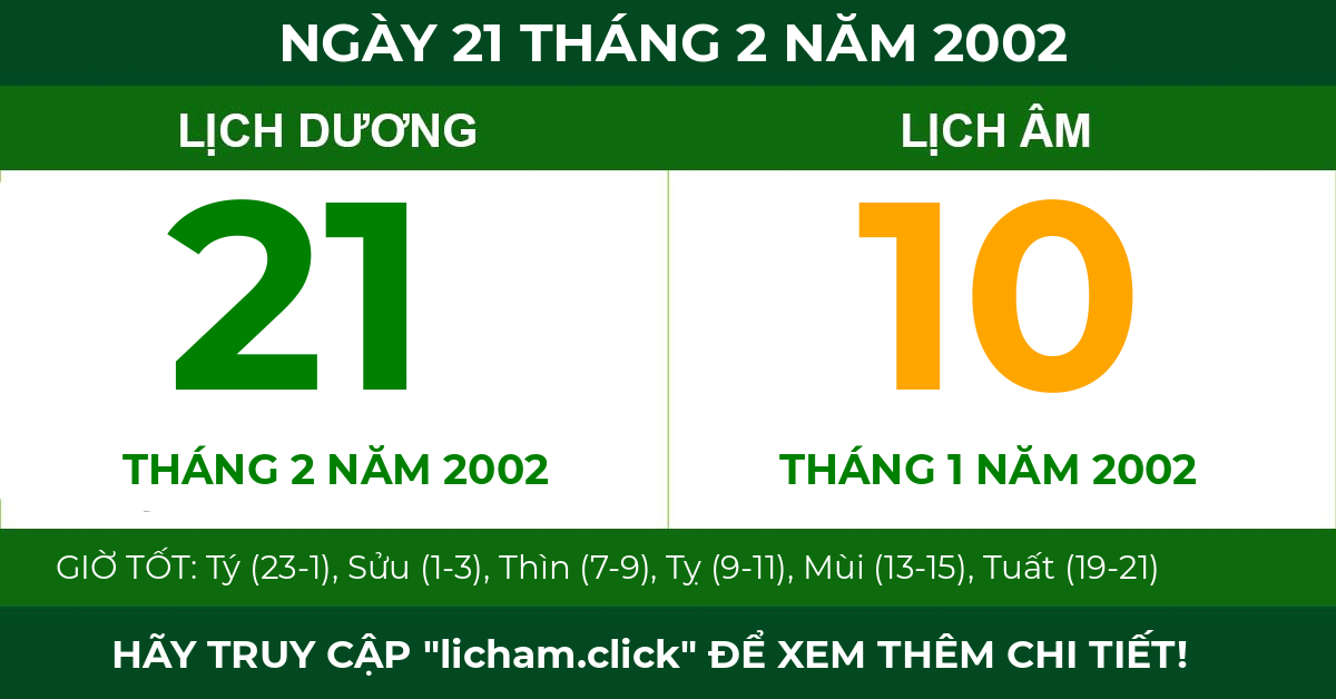 lịch âm ngày 21 tháng 2 năm 2002