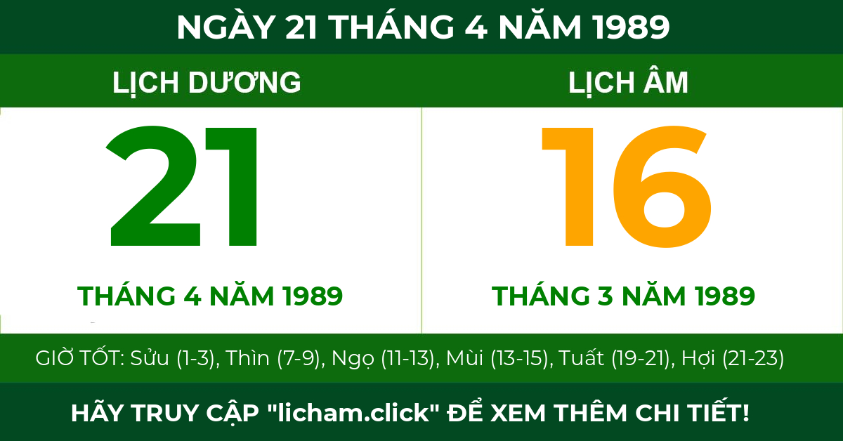 lịch âm ngày 21 tháng 4 năm 1989