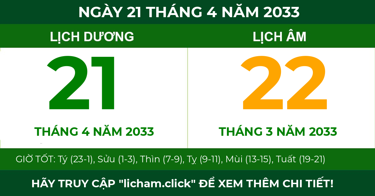 lịch âm ngày 21 tháng 4 năm 2033