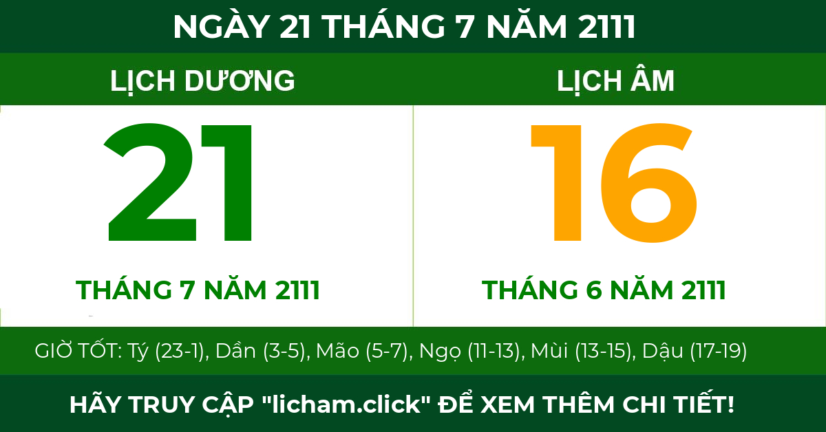lịch âm ngày 21 tháng 7 năm 2111