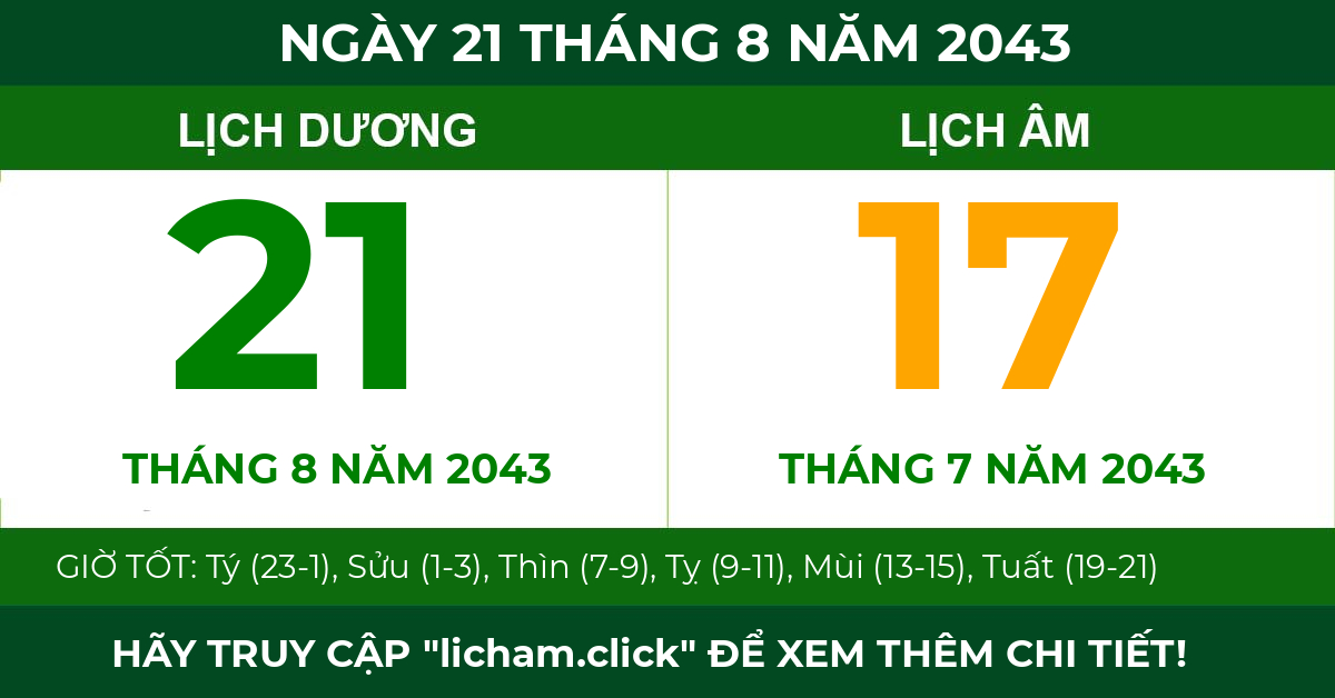 lịch âm ngày 21 tháng 8 năm 2043