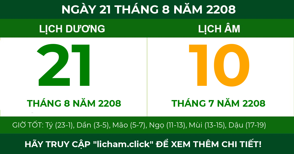 lịch âm ngày 21 tháng 8 năm 2208