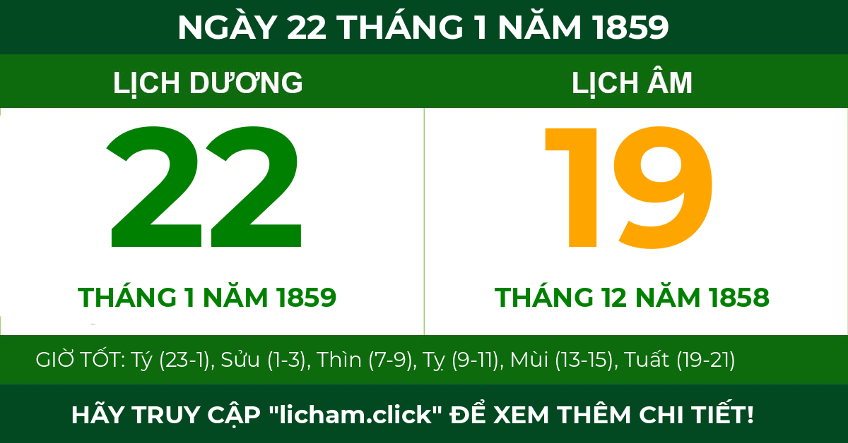 lịch âm ngày 22 tháng 1 năm 1859