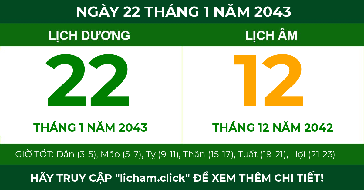 lịch âm ngày 22 tháng 1 năm 2043