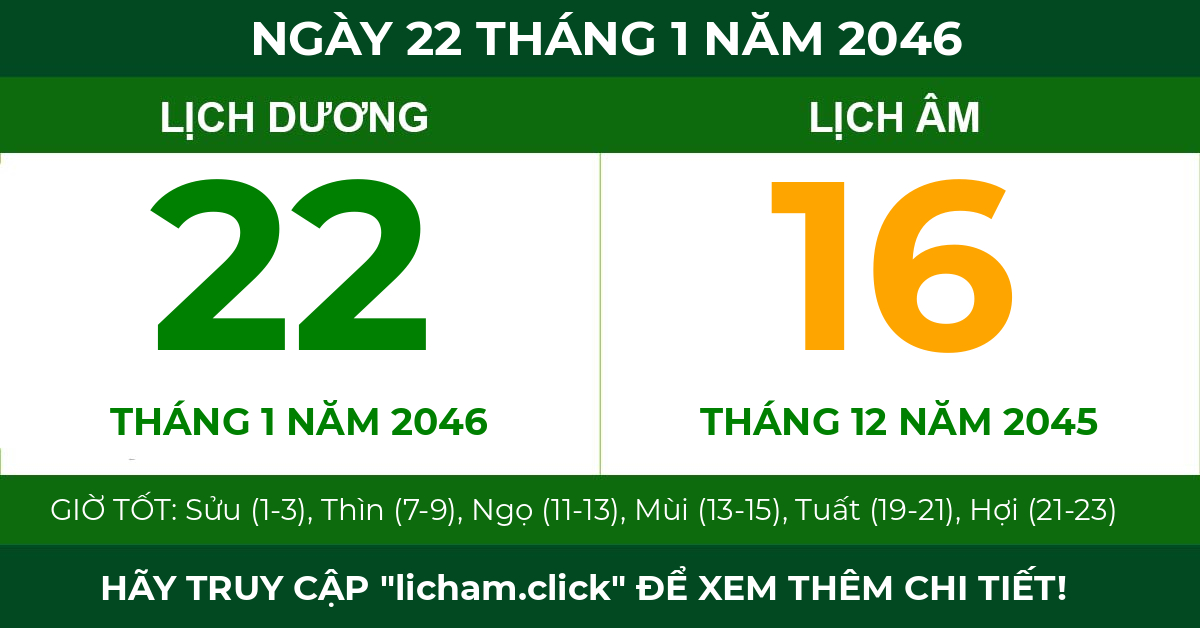 lịch âm ngày 22 tháng 1 năm 2046
