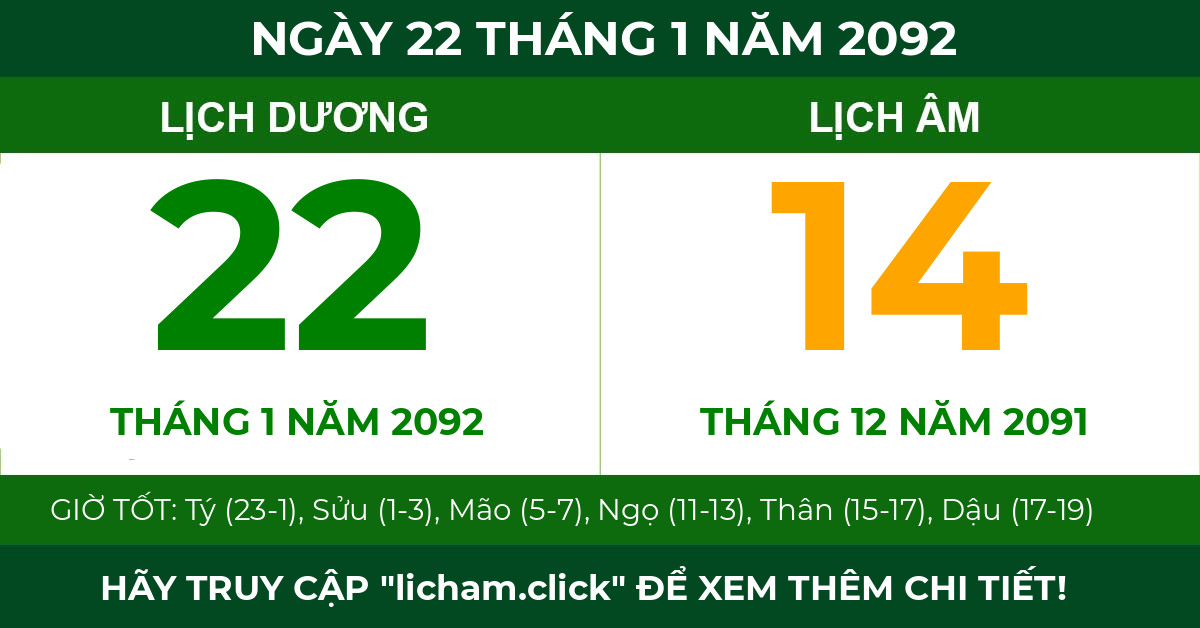 lịch âm ngày 22 tháng 1 năm 2092