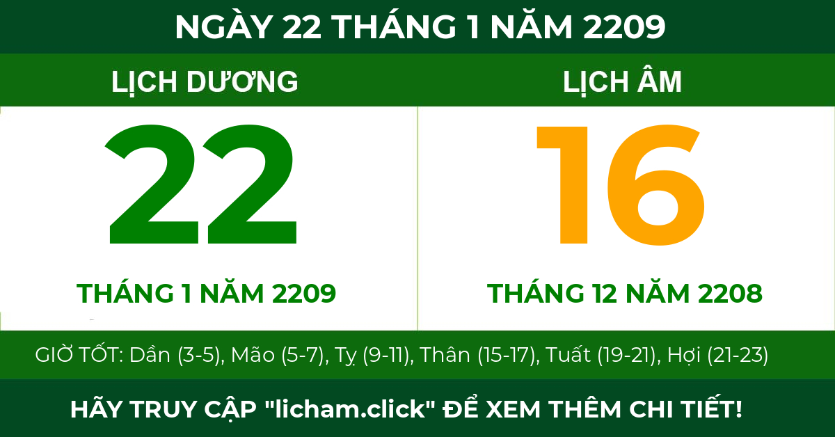 lịch âm ngày 22 tháng 1 năm 2209