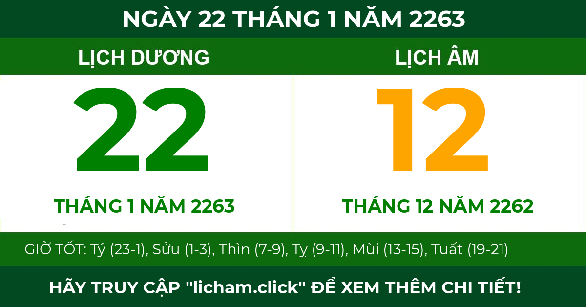 lịch âm ngày 22 tháng 1 năm 2263