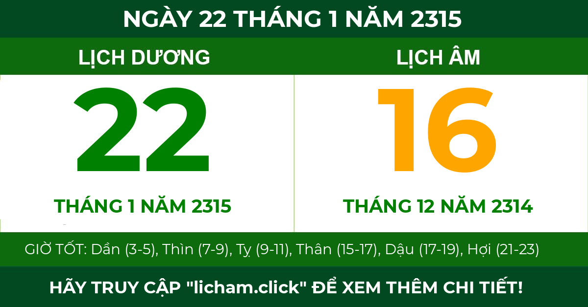 lịch âm ngày 22 tháng 1 năm 2315