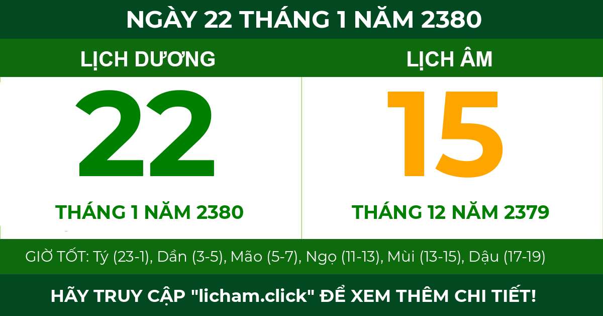 lịch âm ngày 22 tháng 1 năm 2380