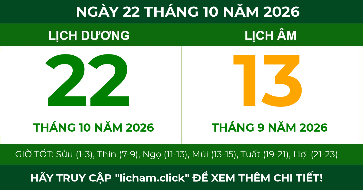 lịch âm ngày 22 tháng 10 năm 2026