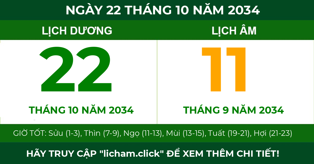 lịch âm ngày 22 tháng 10 năm 2034