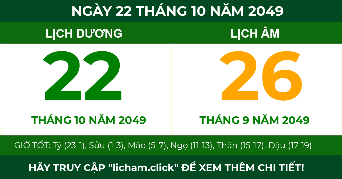 lịch âm ngày 22 tháng 10 năm 2049