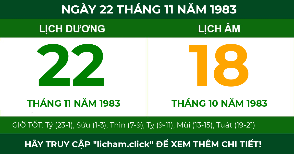 lịch âm ngày 22 tháng 11 năm 1983