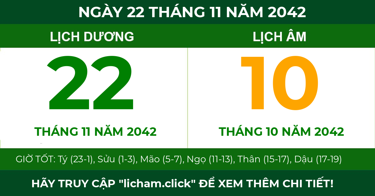 lịch âm ngày 22 tháng 11 năm 2042