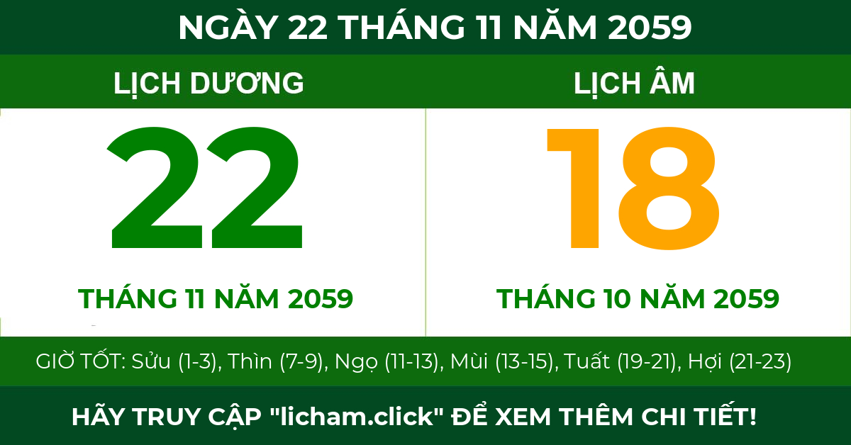 lịch âm ngày 22 tháng 11 năm 2059