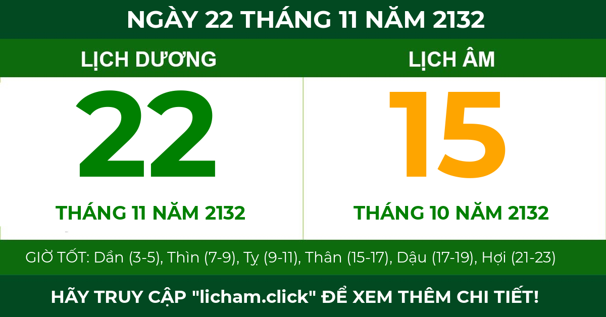 lịch âm ngày 22 tháng 11 năm 2132