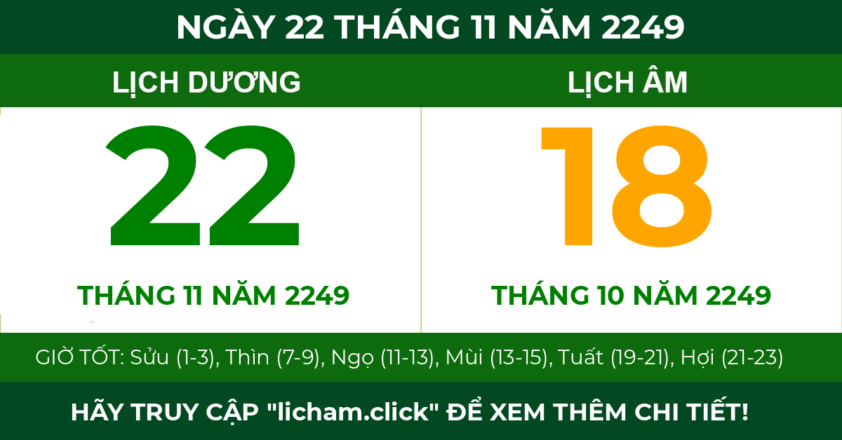 lịch âm ngày 22 tháng 11 năm 2249