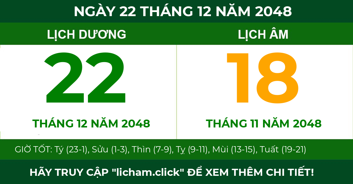 lịch âm ngày 22 tháng 12 năm 2048