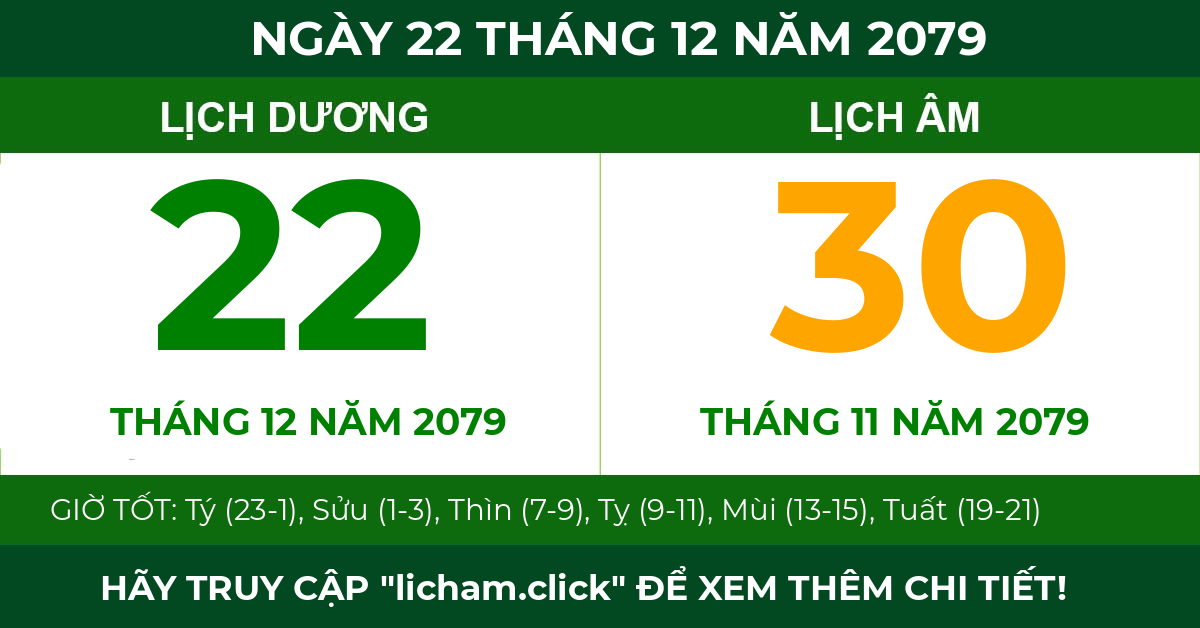 lịch âm ngày 22 tháng 12 năm 2079