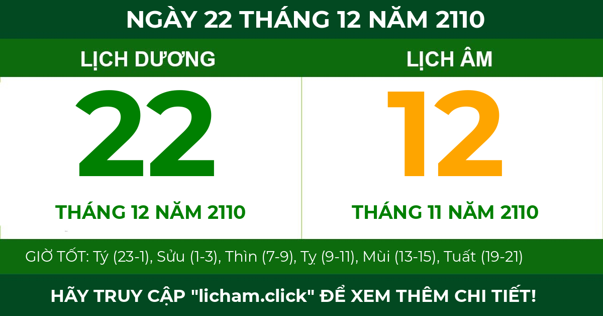 lịch âm ngày 22 tháng 12 năm 2110