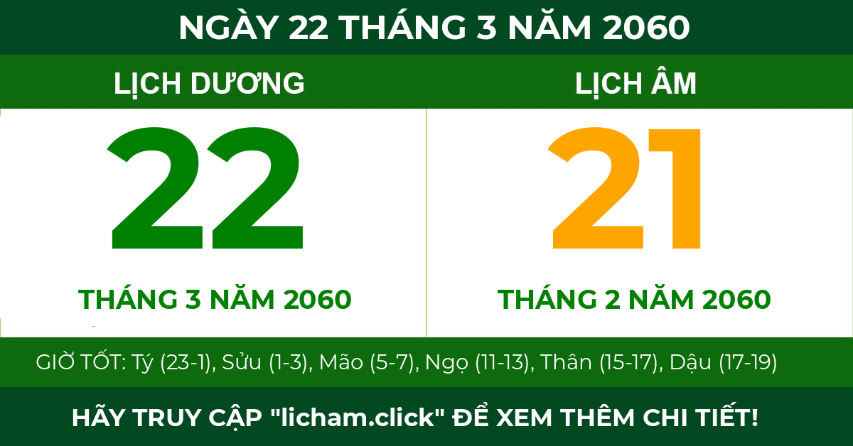 lịch âm ngày 22 tháng 3 năm 2060