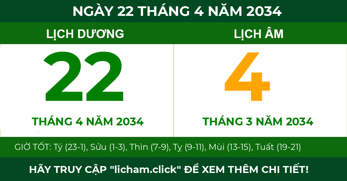 lịch âm ngày 22 tháng 4 năm 2034