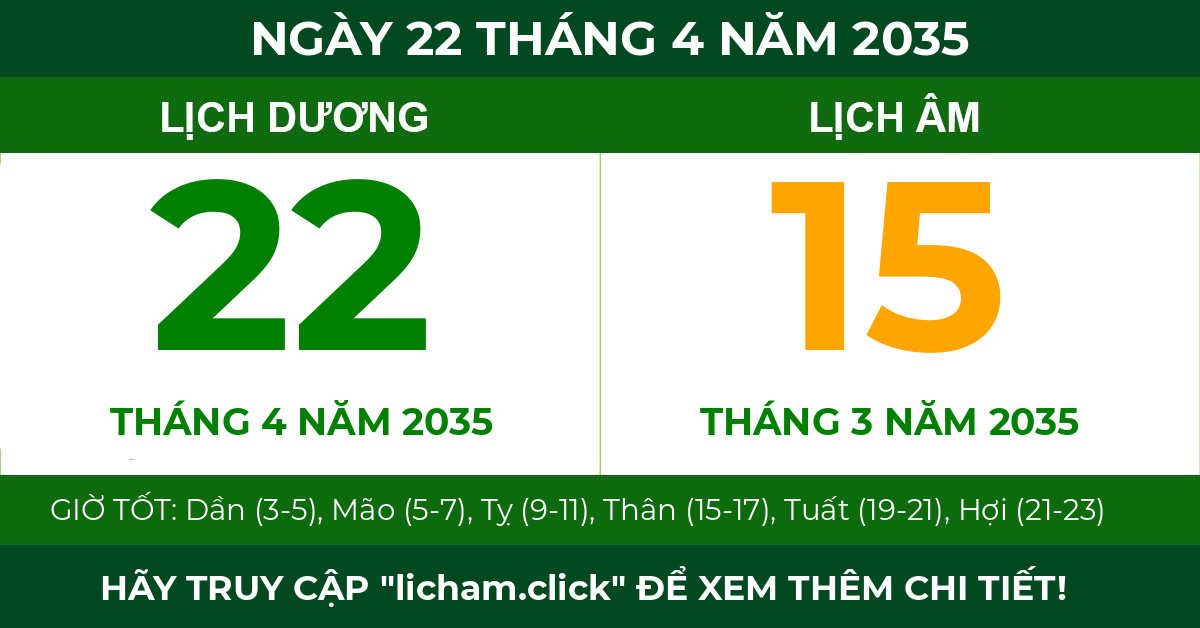 lịch âm ngày 22 tháng 4 năm 2035
