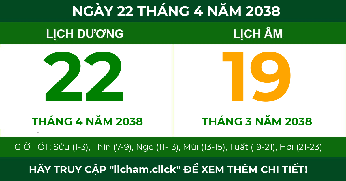 lịch âm ngày 22 tháng 4 năm 2038