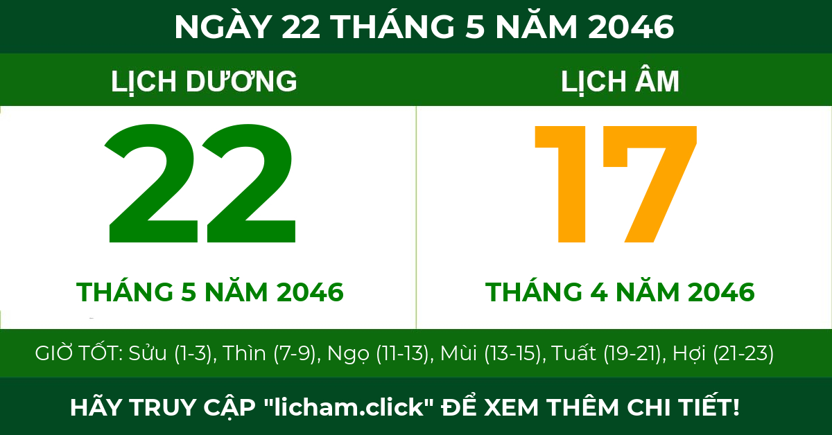 lịch âm ngày 22 tháng 5 năm 2046