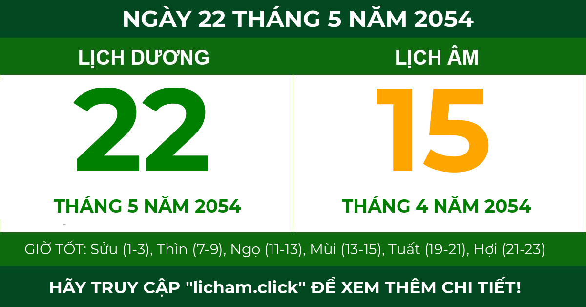 lịch âm ngày 22 tháng 5 năm 2054
