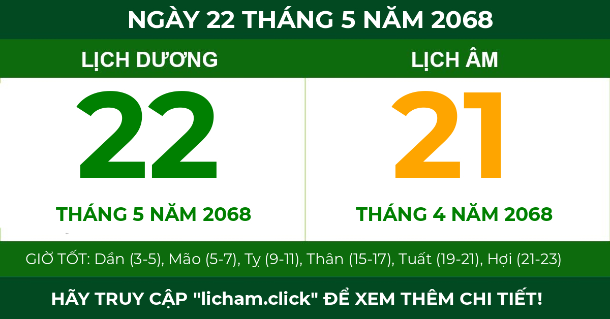 lịch âm ngày 22 tháng 5 năm 2068