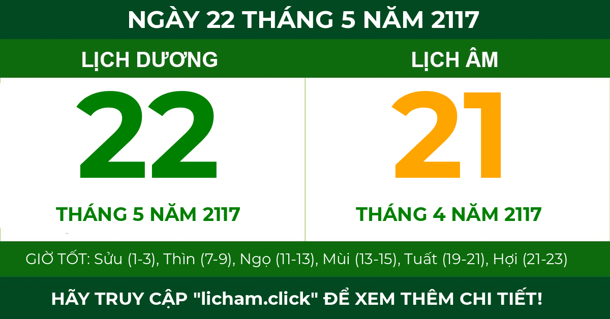 lịch âm ngày 22 tháng 5 năm 2117