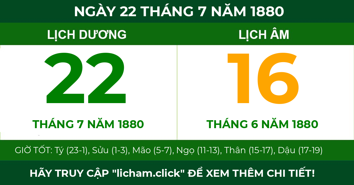 lịch âm ngày 22 tháng 7 năm 1880