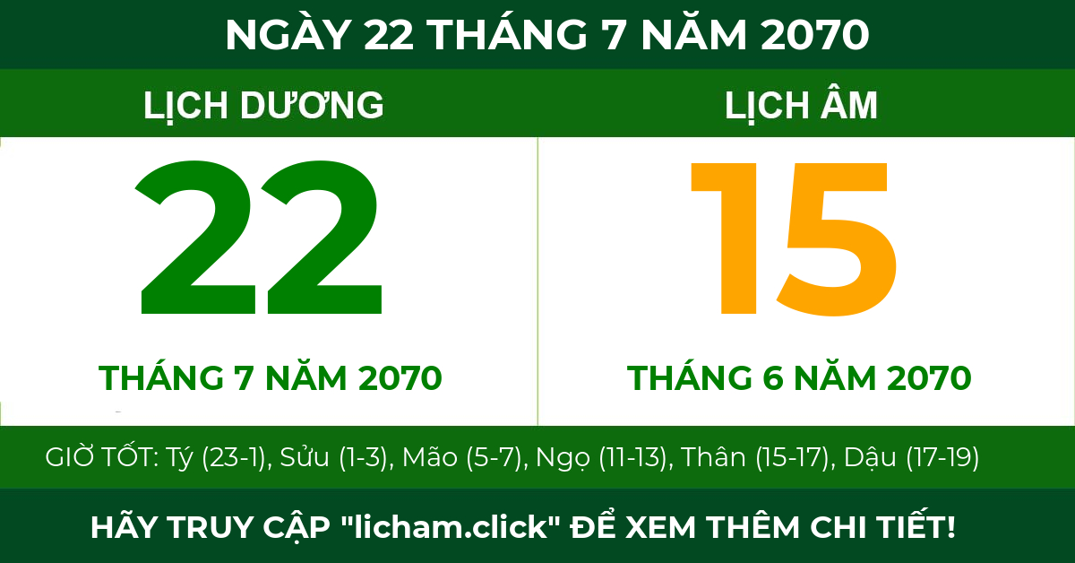 lịch âm ngày 22 tháng 7 năm 2070