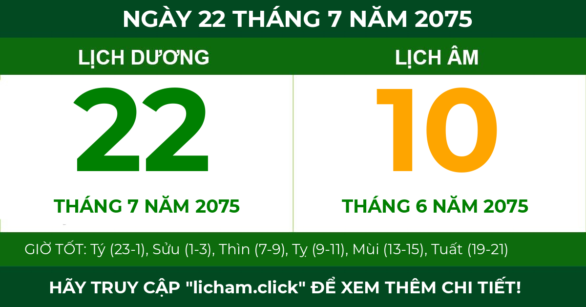 lịch âm ngày 22 tháng 7 năm 2075