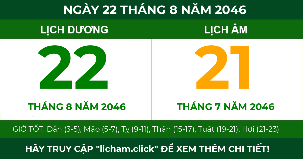 lịch âm ngày 22 tháng 8 năm 2046