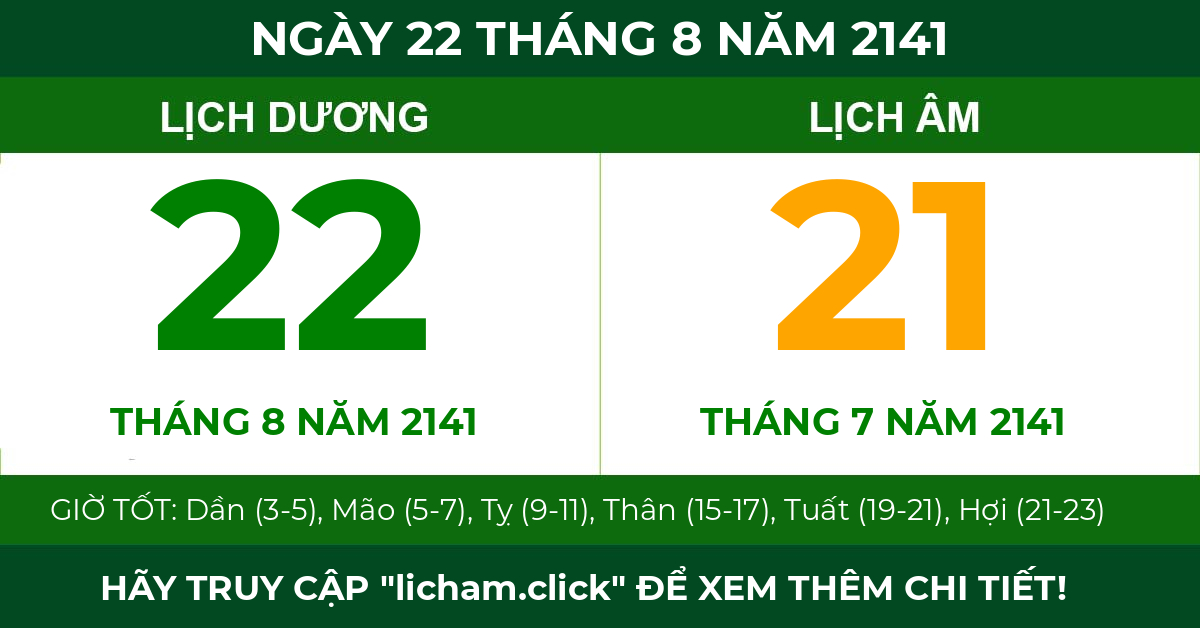 lịch âm ngày 22 tháng 8 năm 2141