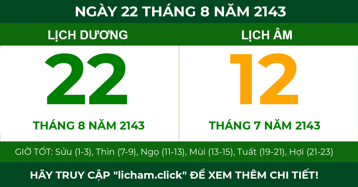 lịch âm ngày 22 tháng 8 năm 2143