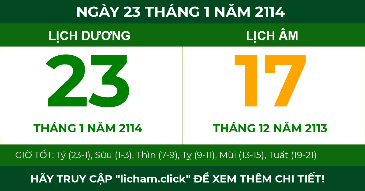 lịch âm ngày 23 tháng 1 năm 2114