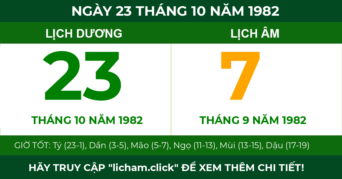 lịch âm ngày 23 tháng 10 năm 1982