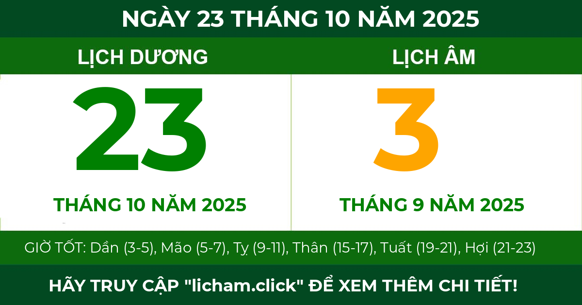 lịch âm ngày 23 tháng 10 năm 2025