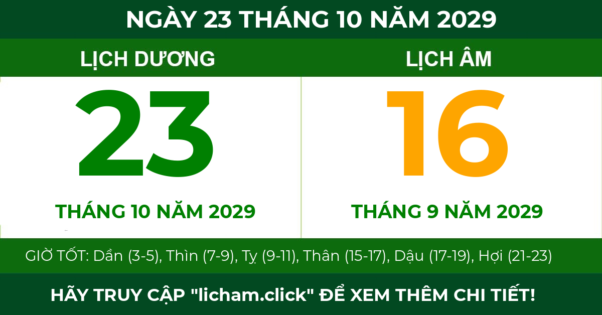 lịch âm ngày 23 tháng 10 năm 2029